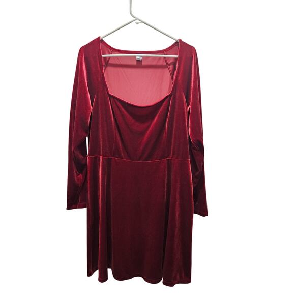 Old Navy Red Velvet Holiday Dress Jewel Tone Romantic Winter Size XL - Picture 1 of 5